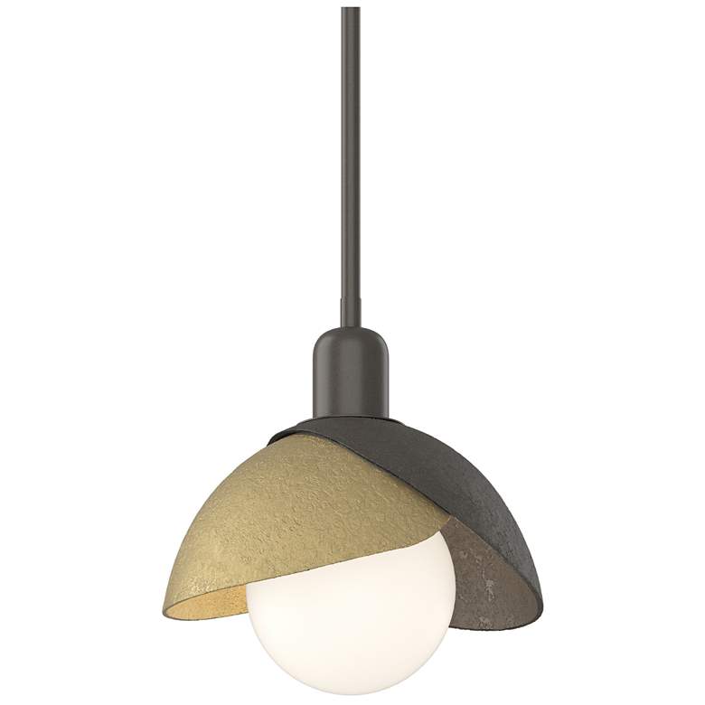 Image 1 Brooklyn 9.4"W Modern Brass Accented Smoke Mini Pendant w/ Double Shad