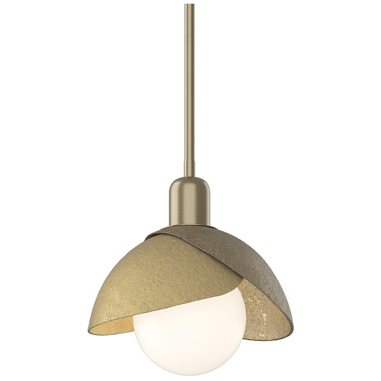 Image 1 Brooklyn 9.4"W Modern Brass Accented Soft Gold Mini Pendant w/ Double