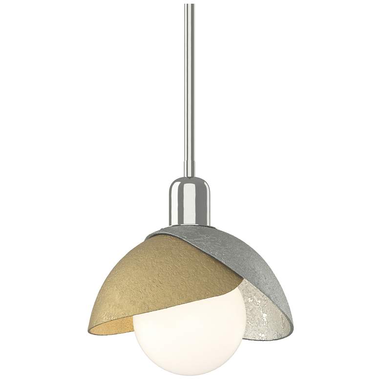 Image 1 Brooklyn 9.4"W Modern Brass Accented Sterling Mini Pendant w/ Double S