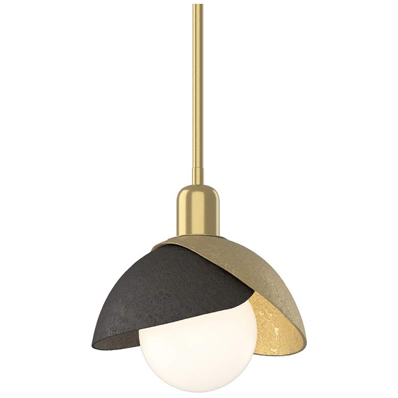 Image 1 Brooklyn 9.4"W Oiled Bronze Accented Modern Brass Double Shade Mini Pe