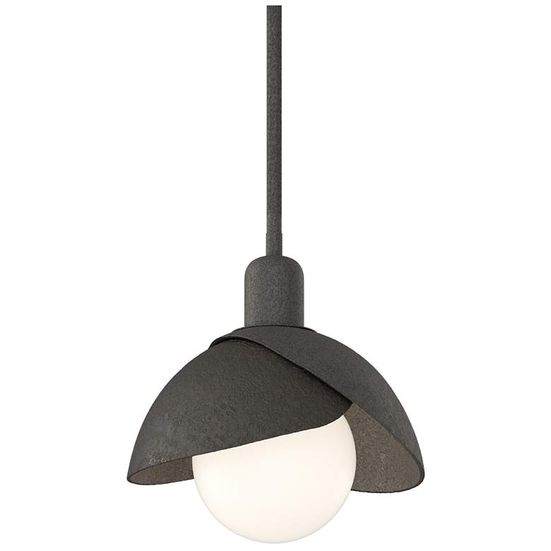 Image 1 Brooklyn 9.4"W Oiled Bronze Accented Natural Iron Double Shade Mini Pe
