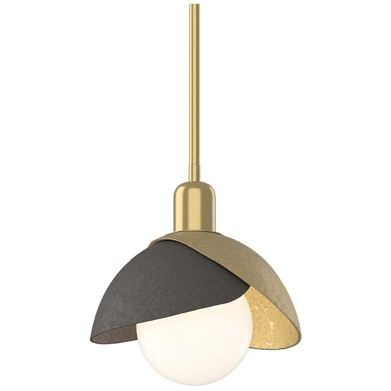 Image 1 Brooklyn 9.4"W Smoke Accented Modern Brass Mini Pendant w/ Double Shad