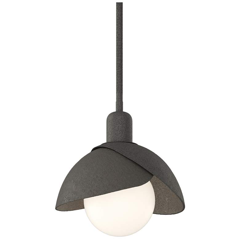 Image 1 Brooklyn 9.4"W Smoke Accented Natural Iron Mini Pendant w/ Double Shad