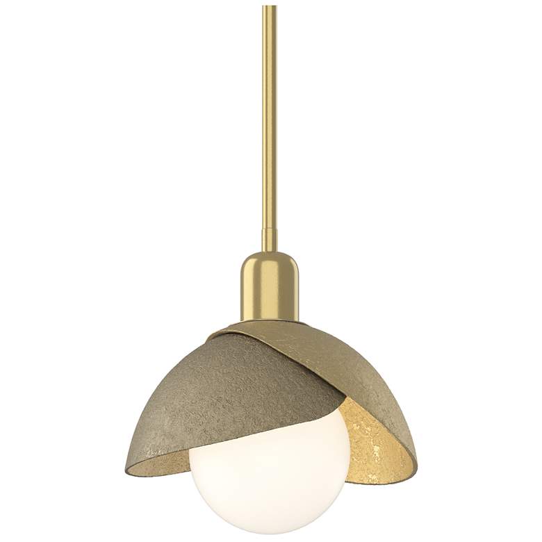 Image 1 Brooklyn 9.4"W Soft Gold Accented Modern Brass Mini Pendant w/ Double