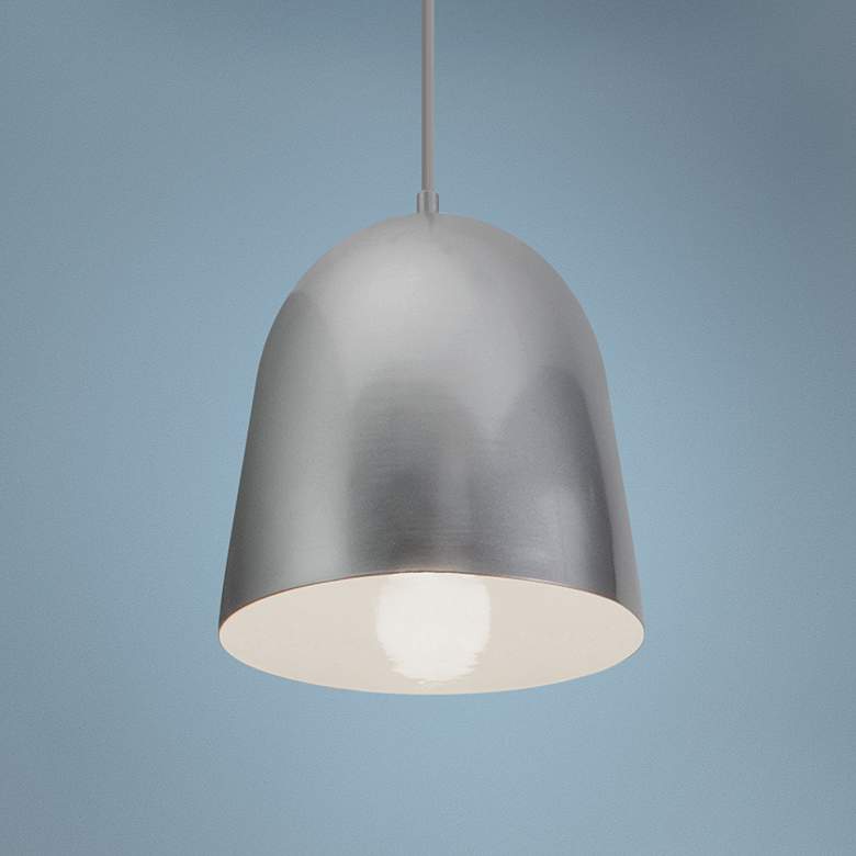 Image 1 Brooklyn 9 1/2" Wide Silver Metal Dome Mini Pendant Light