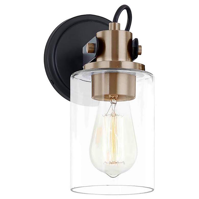 Image 1 Brooklyn 9" High Matte Black Brass Wall Sconce