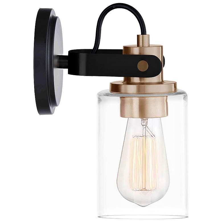 Image 2 Brooklyn 9" High Matte Black Brass Wall Sconce more views