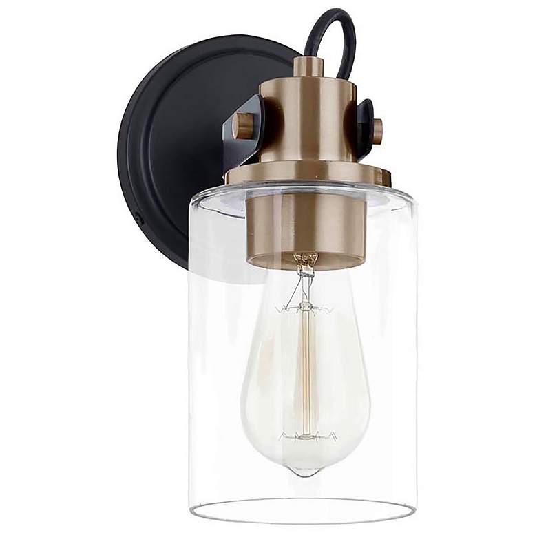 Image 3 Brooklyn 9" High Matte Black Brass Wall Sconce more views