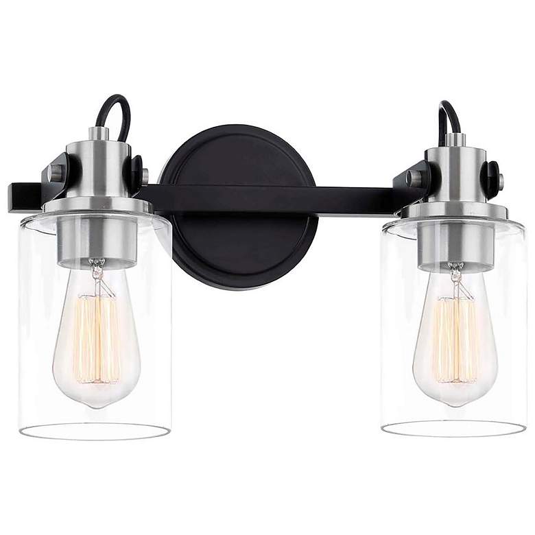 Image 1 Brooklyn 9" High Matte Black Nickel 2-Light Wall Sconce