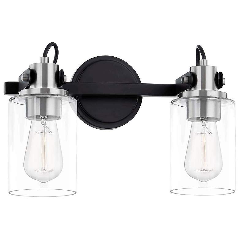 Image 2 Brooklyn 9" High Matte Black Nickel 2-Light Wall Sconce more views