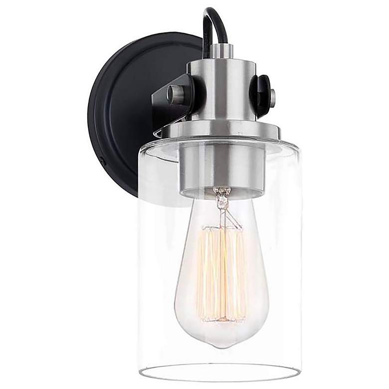 Image 1 Brooklyn 9" High Matte Black Nickel Wall Sconce