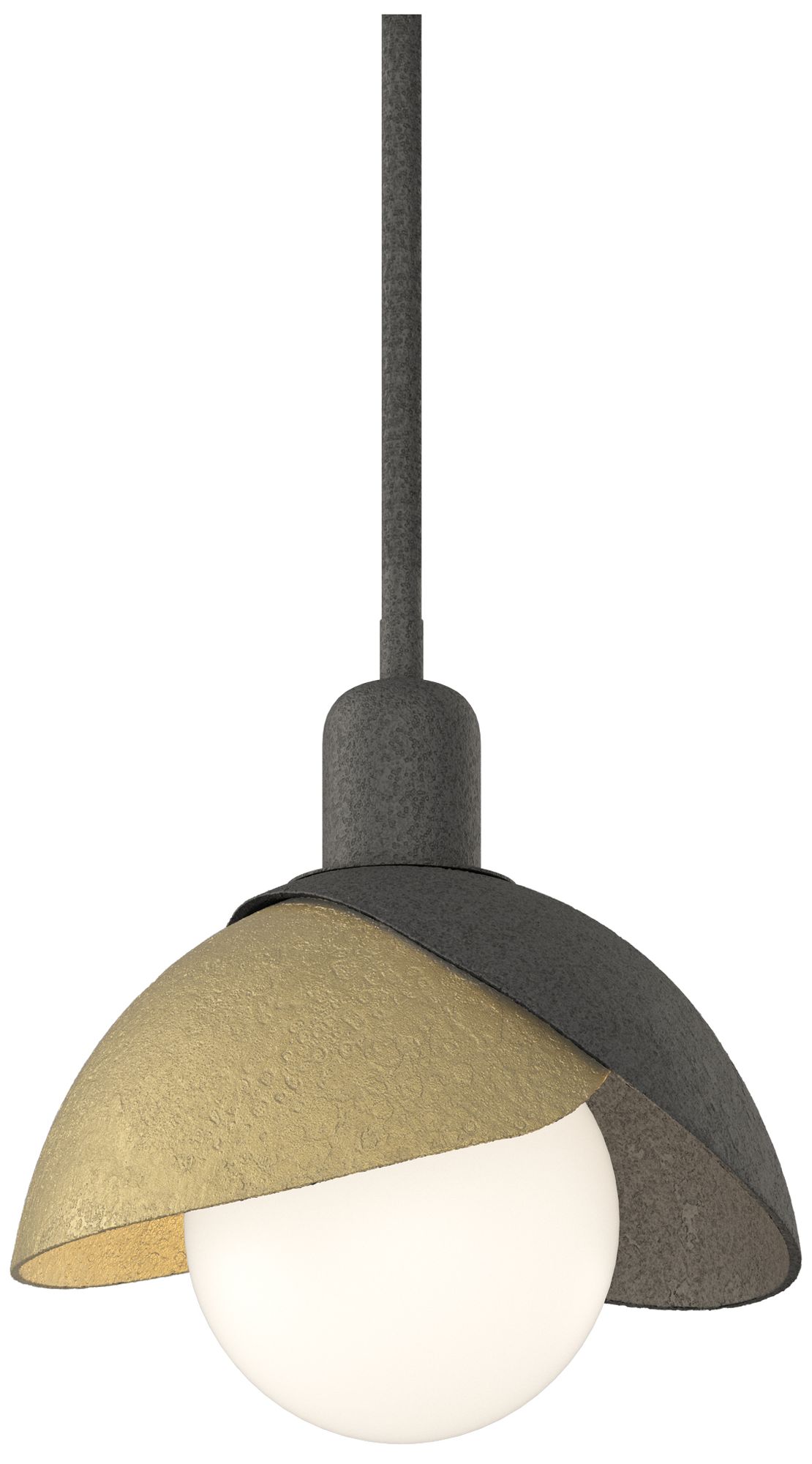 Brooklyn 9" Wide Natural Iron Mini Pendant w/ Modern Brass