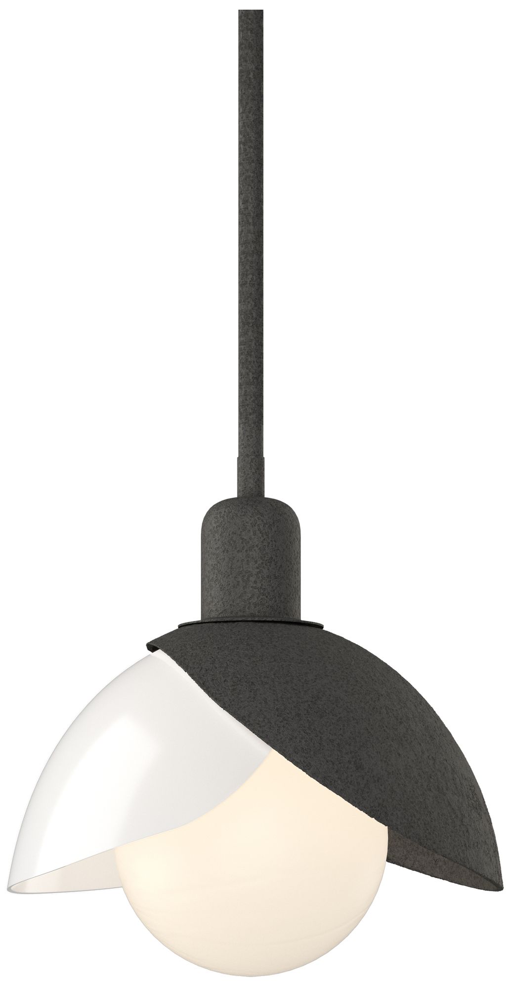 Brooklyn 9" Wide Natural Iron Mini Pendant w/ White Art Glass