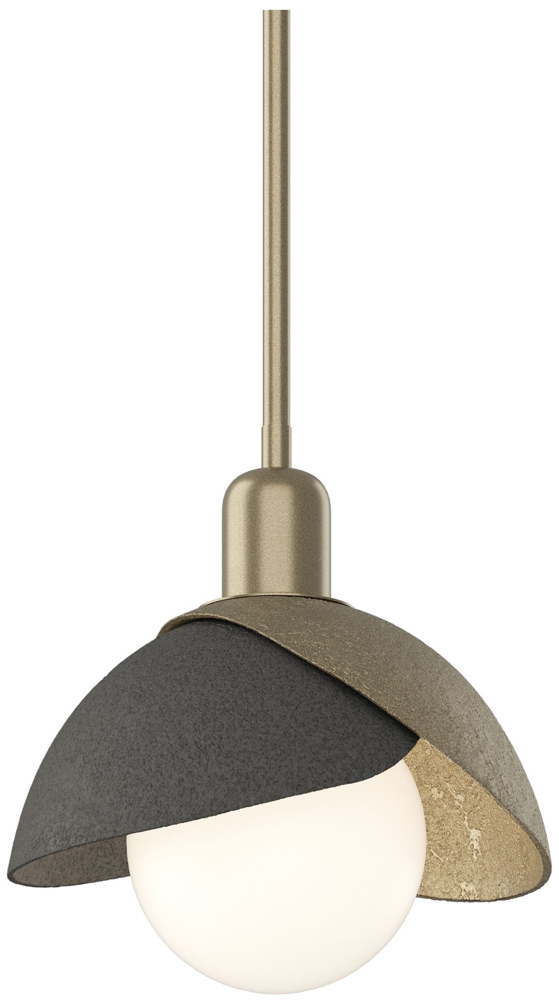 Brooklyn 9" Wide Soft Gold Mini Pendant w/ Natural Iron