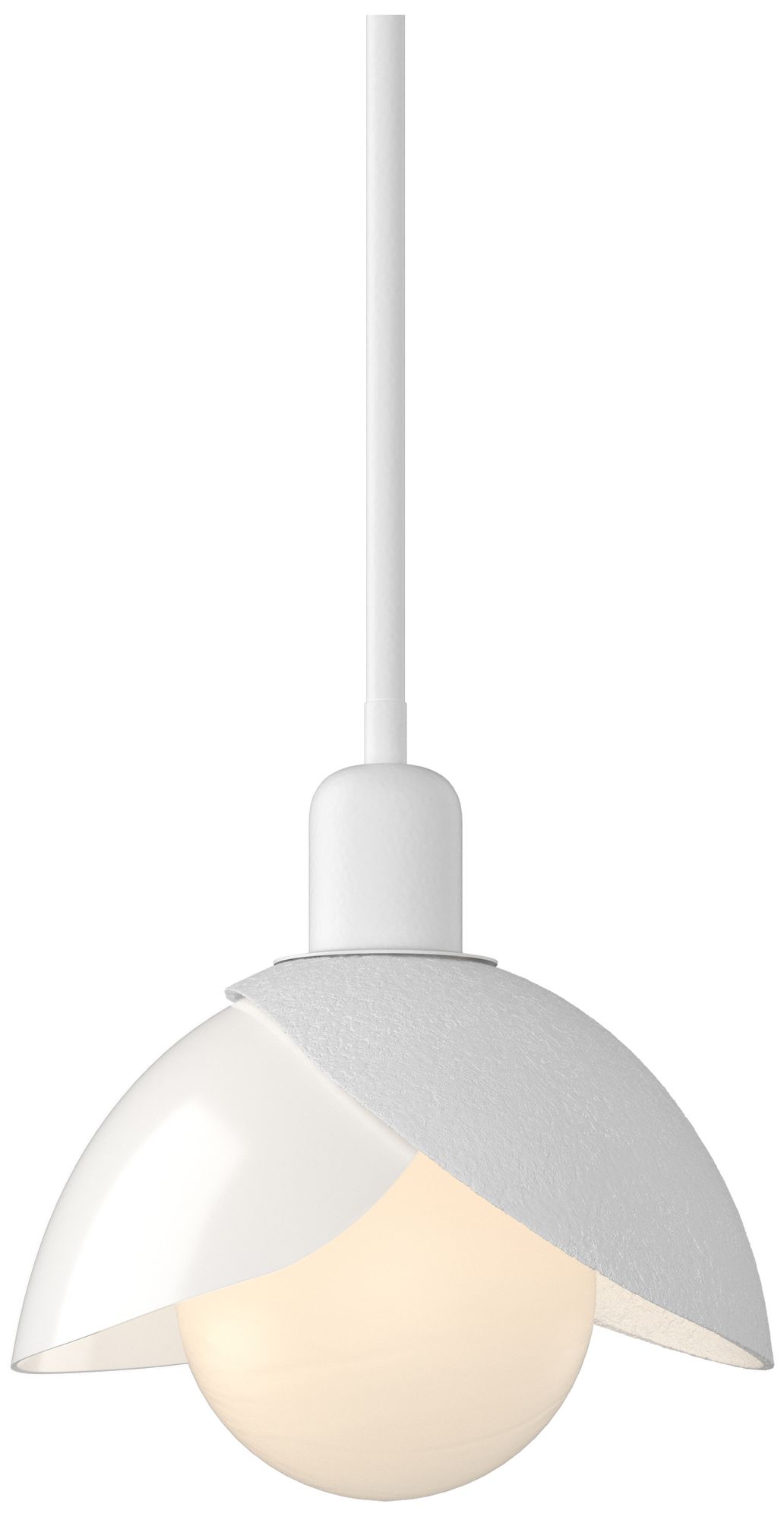 Brooklyn 9" Wide White Mini Pendant w/ White Art Glass