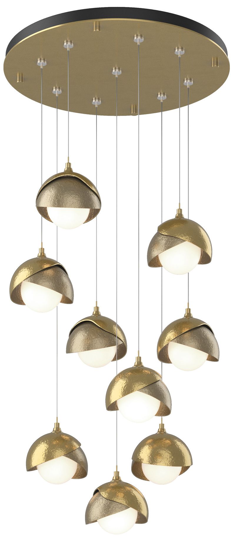 Brooklyn 9-Light Double Round Pendant Modern Brass Gold Opal Made to Order
