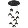 Brooklyn 9-Light Double Shade Round Pendant - Black - Bronze - Opal