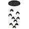 Brooklyn 9-Light Double Shade Round Pendant - Black - Dark Smoke - Opal