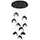 Brooklyn 9-Light Double Shade Round Pendant - Black - Platinum - Opal
