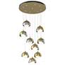 Brooklyn 9-Light Double Shade Round Pendant - Brass - Platinum - Opal