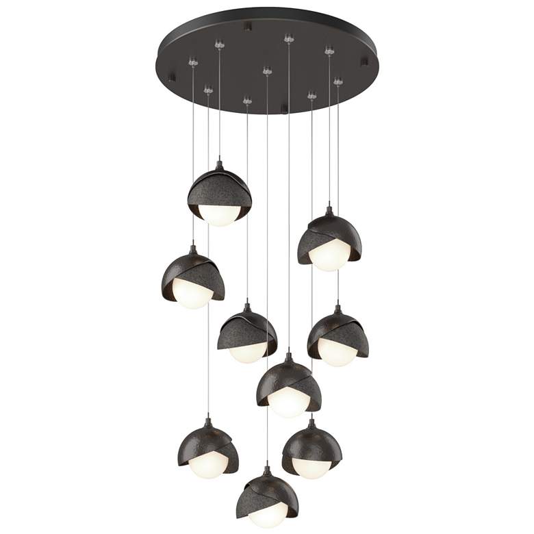 Image 1 Brooklyn 9-Light Double Shade Round Pendant - Bronze - Iron - Opal
