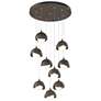 Brooklyn 9-Light Double Shade Round Pendant - Bronze - Iron - Opal