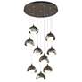 Brooklyn 9-Light Double Shade Round Pendant - Bronze - Platinum - Opal