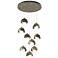 Brooklyn 9-Light Double Shade Round Pendant - Gold - Dark Smoke - Opal