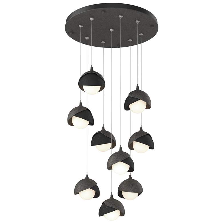 Image 1 Brooklyn 9-Light Double Shade Round Pendant - Iron - Black - Opal