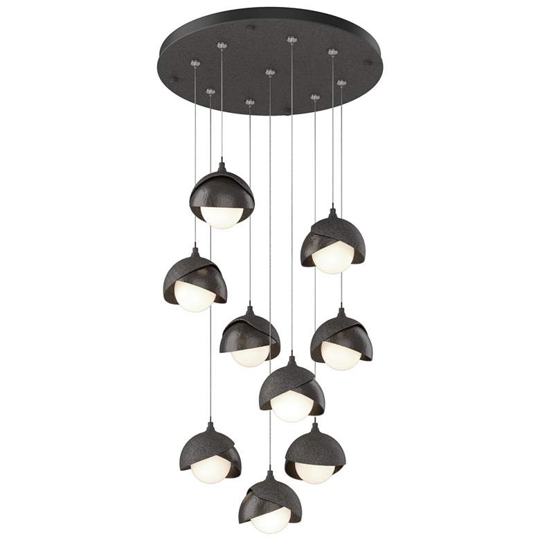 Image 1 Brooklyn 9-Light Double Shade Round Pendant - Iron - Bronze - Opal
