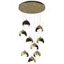 Brooklyn 9-Light Double Shade Round Pendant - Modern Brass - Black - Opal