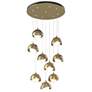 Brooklyn 9-Light Double Shade Round Pendant - Modern Brass - Gold - Opal