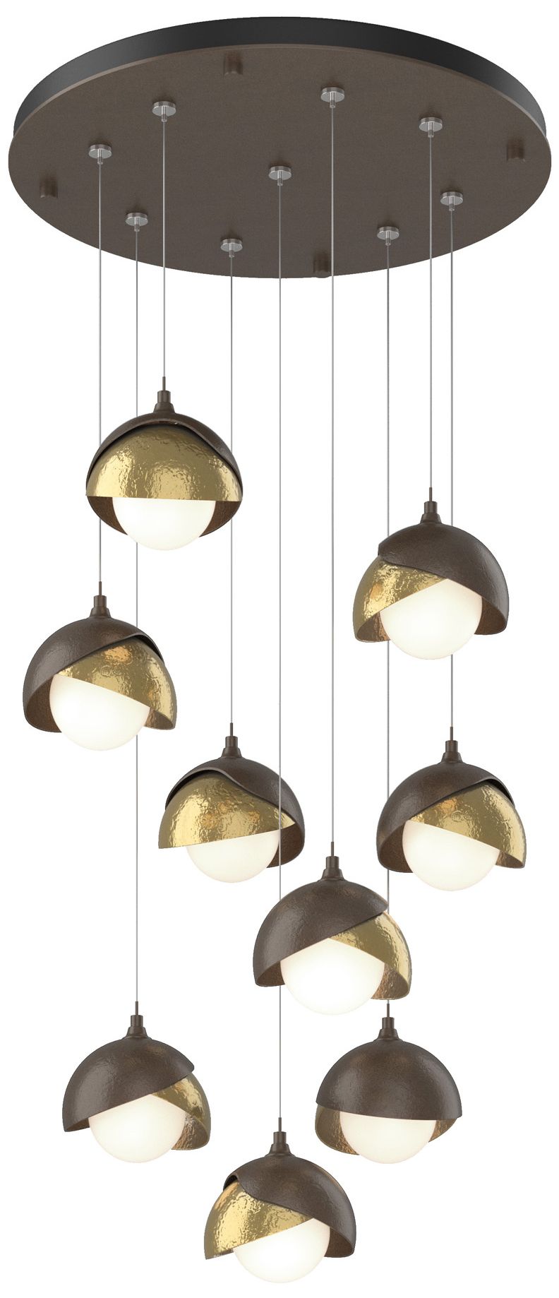 Brooklyn 9-Light Round Pendant Bronze Modern Brass Opal Made to Order