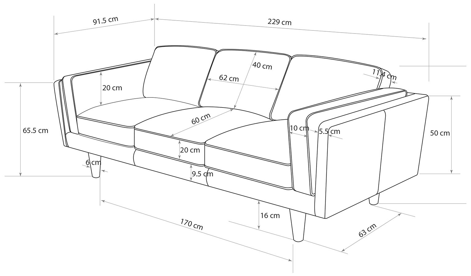 Brooklyn 90" Wide Black Sofa