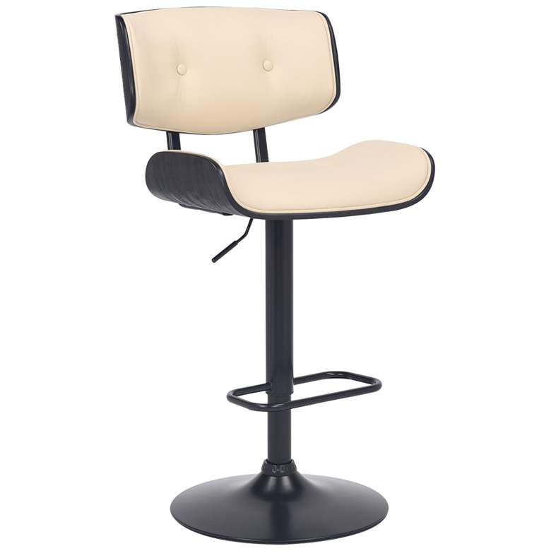 Image 1 Brooklyn Adjustable Swivel Barstool in Black Powder Coated Finish, Cream