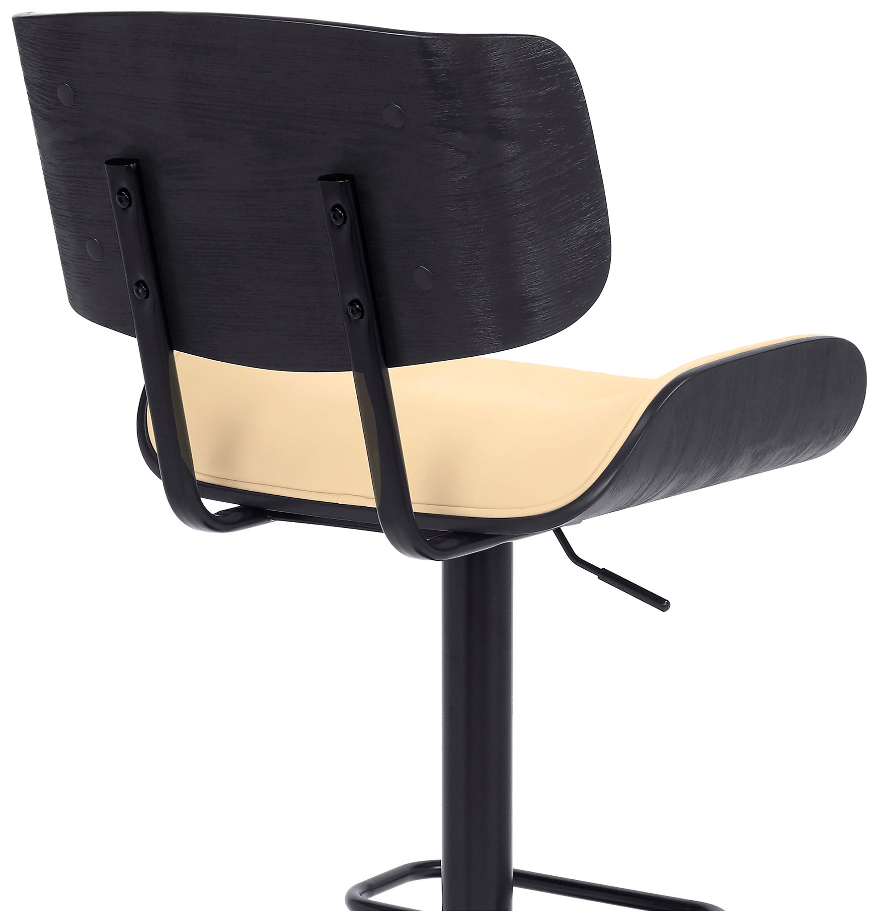 Brooklyn Adjustable Swivel Barstool in Black Powder Coated Finish, Cream