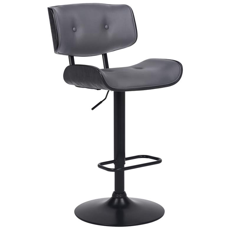 Image 1 Brooklyn Adjustable Swivel Barstool in Black Powder Coated Finish, Gray