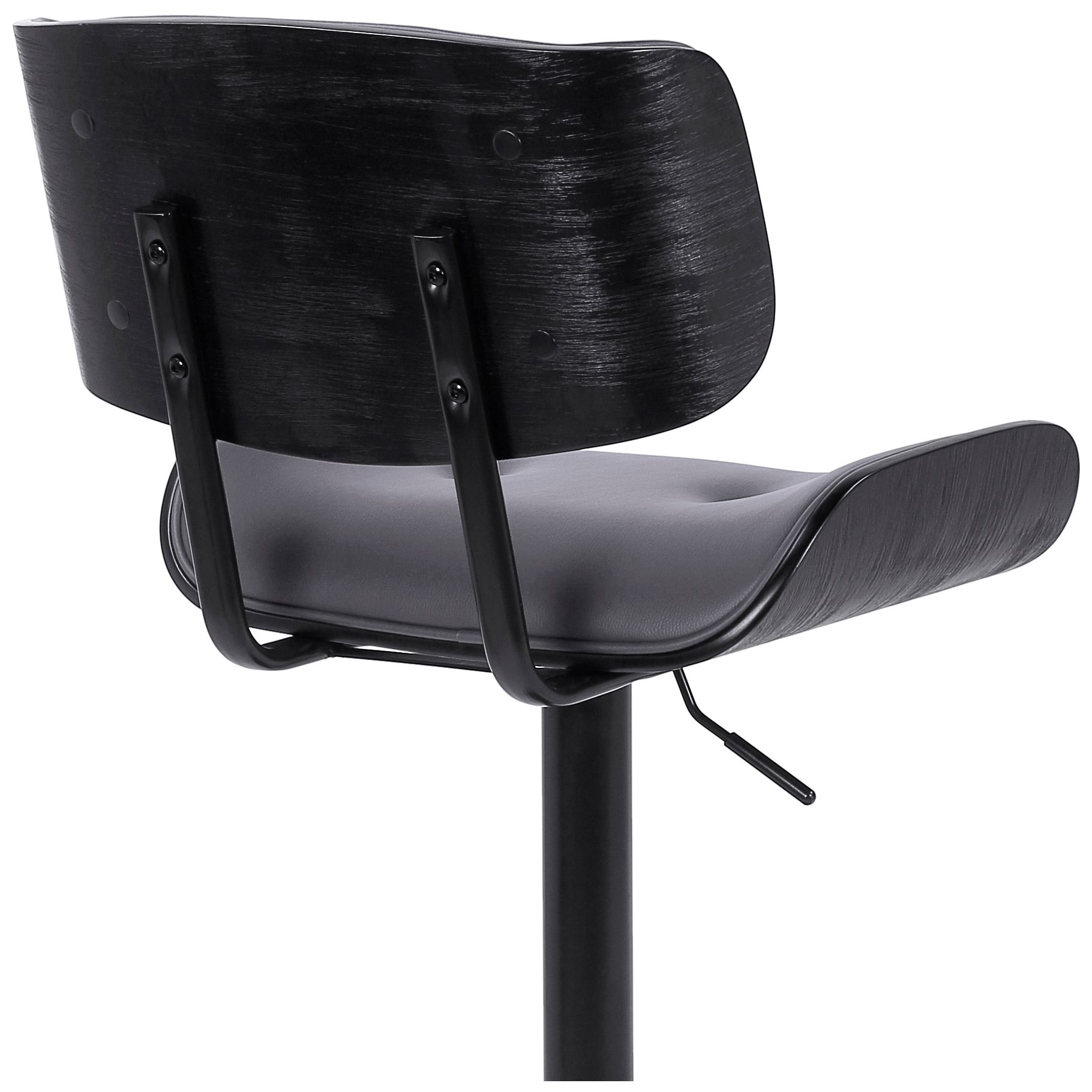 Brooklyn Adjustable Swivel Barstool in Black Powder Coated Finish, Gray