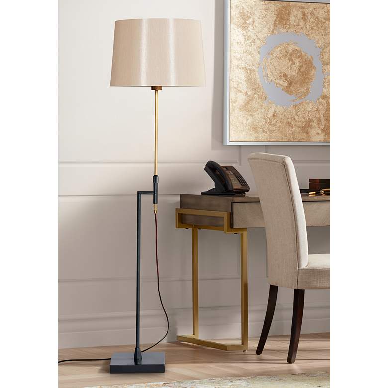 Image 1 Brooklyn Black and Aged Brass Metal Adjustable Floor Lamp
