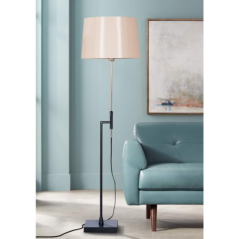 Image 1 Brooklyn Black and Polished Nickel Adjustable Floor Lamp
