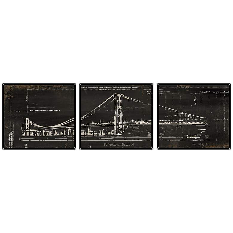 Image 1 Brooklyn Bridge Triptych Set of 3 Canvas Wall Art Prints