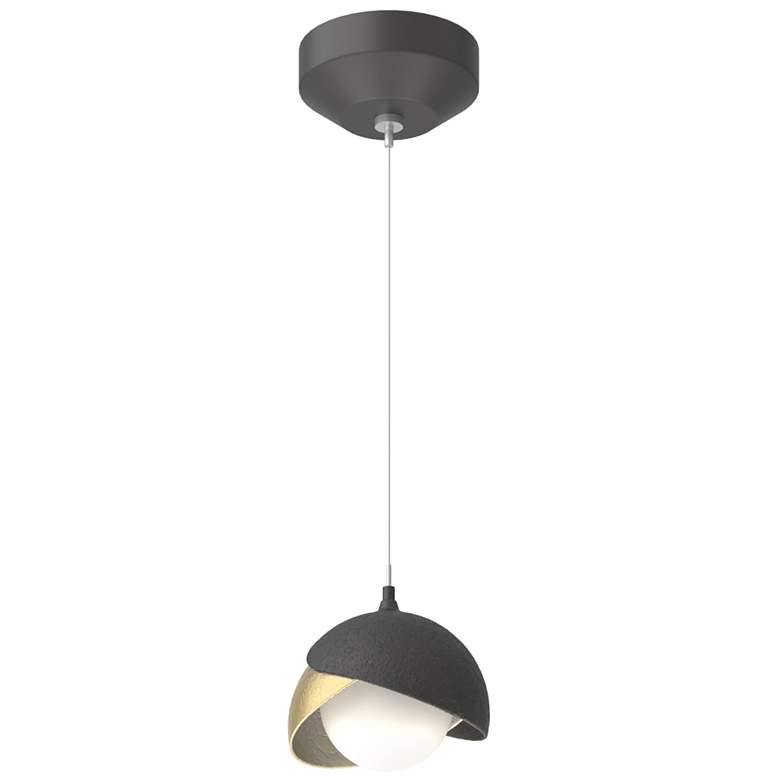 Image 1 Brooklyn Double Shade Mini Pendant - Black - Modern Brass - Opal Glass