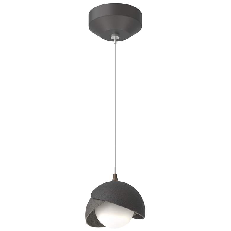 Image 1 Brooklyn Double Shade Mini Pendant - Black - Natural Iron - Opal Glass