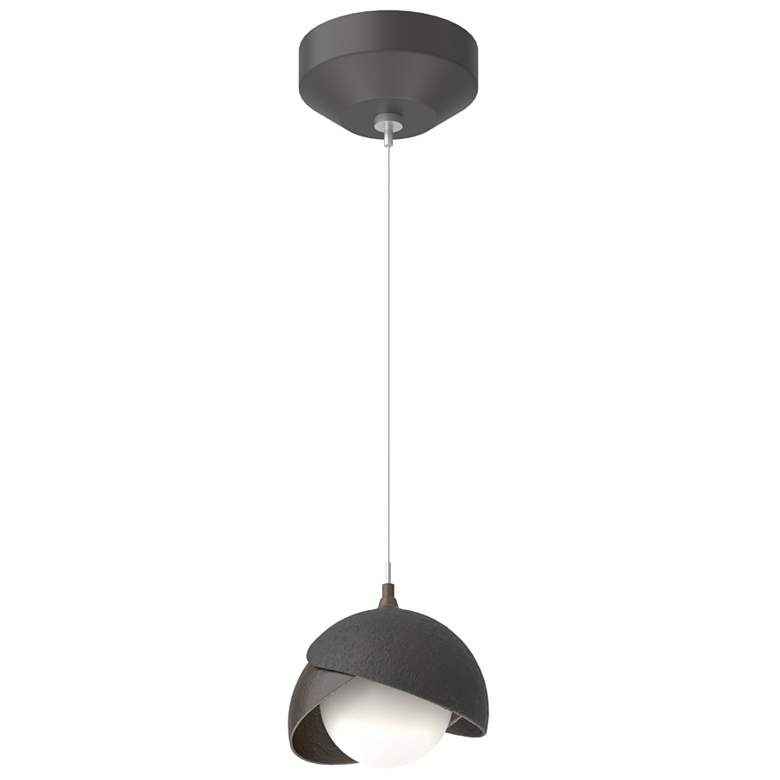 Image 1 Brooklyn Double Shade Mini Pendant - Black - Rubbed Bronze - Opal Glass