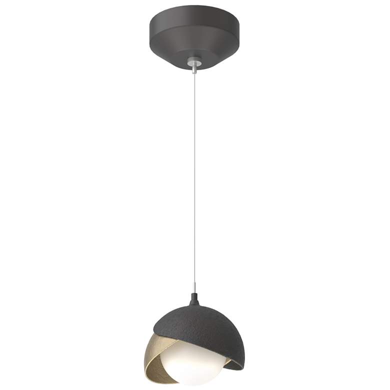 Image 1 Brooklyn Double Shade Mini Pendant - Black - Soft Gold - Opal Glass
