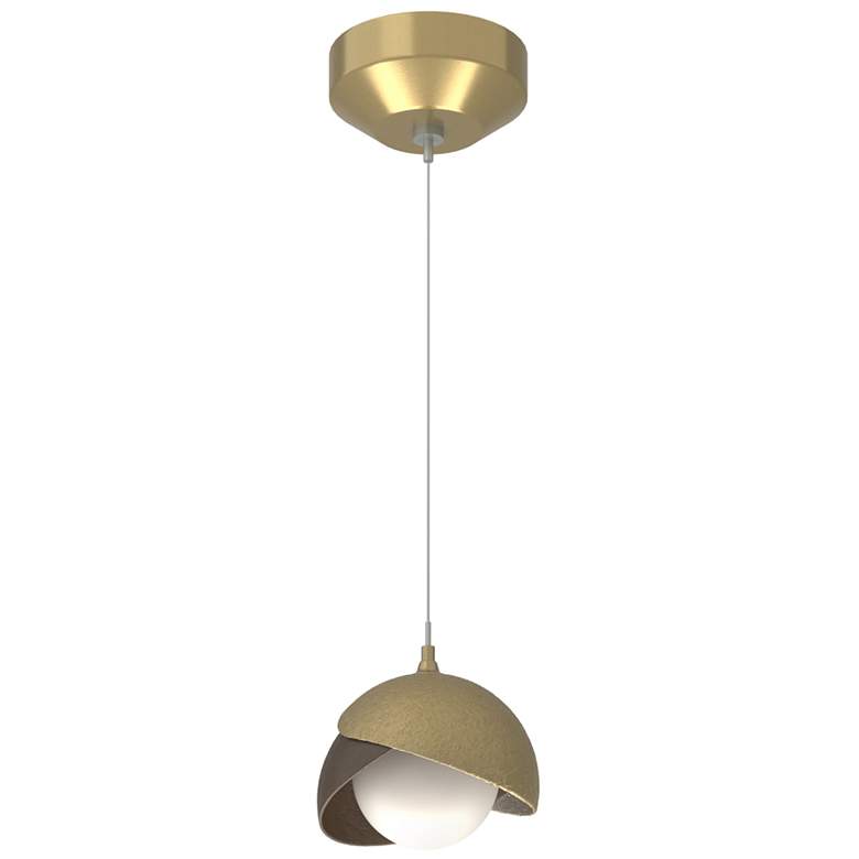 Image 1 Brooklyn Double Shade Mini Pendant - Brass - Bronze - Opal Glass