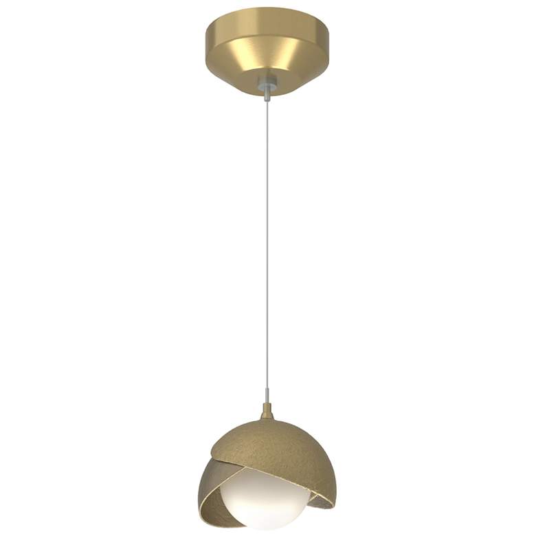 Image 1 Brooklyn Double Shade Mini Pendant - Brass - Soft Gold - Opal Glass