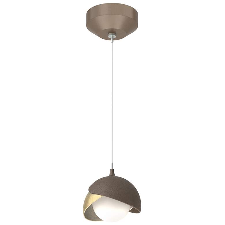 Image 1 Brooklyn Double Shade Mini Pendant - Bronze - Modern Brass - Opal Glass