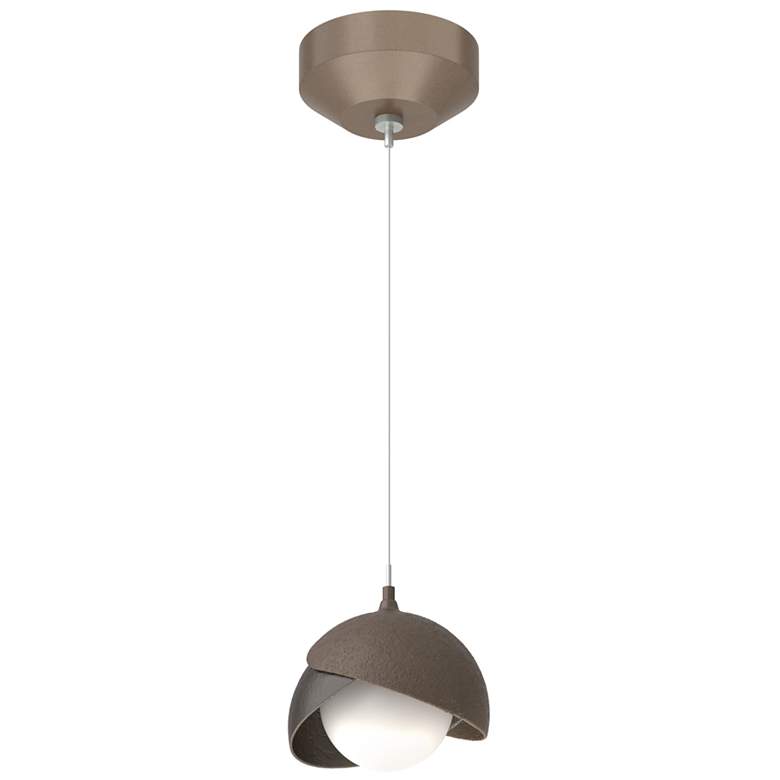 Image 1 Brooklyn Double Shade Mini Pendant - Bronze - Rubbed Bronze - Opal Glass