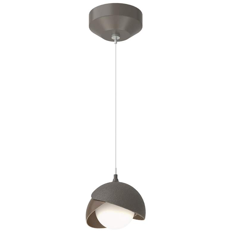 Image 1 Brooklyn Double Shade Mini Pendant - Dark Smoke - Bronze - Opal Glass